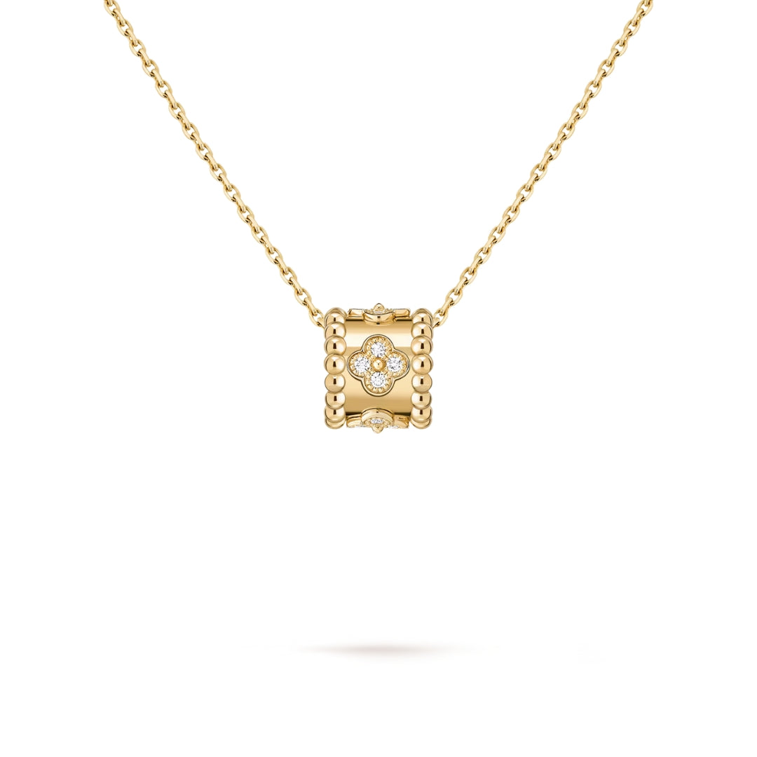 Van Cleef & Arpels Perlée Diamond Clovers Pendant 18K Yellow Gold