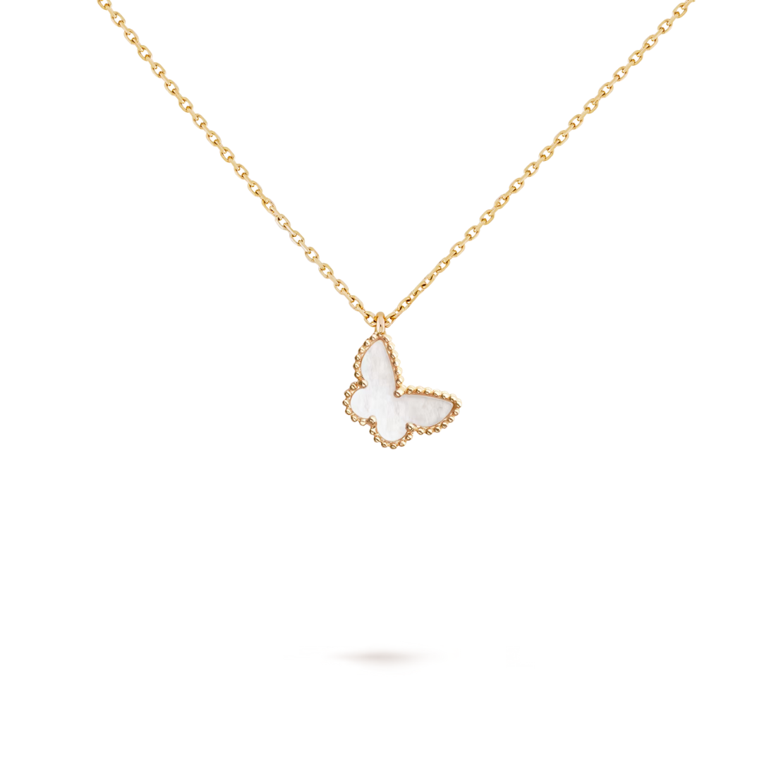 Van Cleef & Arpels Sweet Alhambra Butterfly Pendant Mother-Of-Pearl 18K Yellow Gold