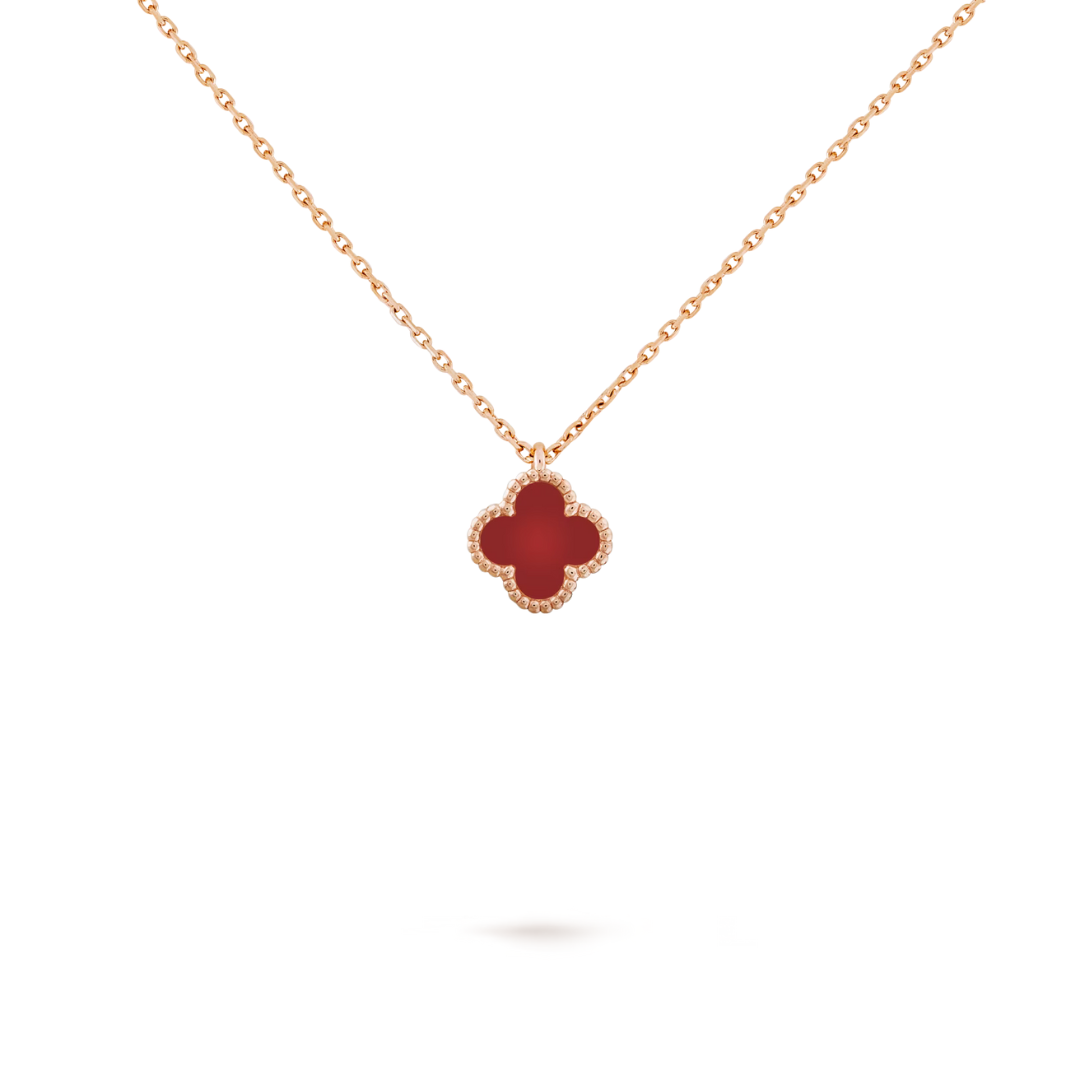 Van Cleef & Arpels Sweet Alhambra Pendant Carnelian 18K Rose Gold