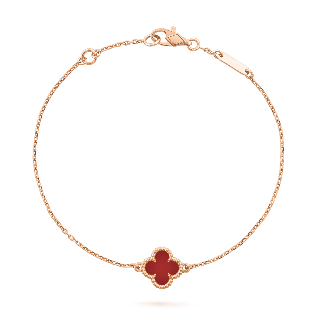 Van Cleef & Arpels Sweet Alhambra Bracelet 1 Motif Carnelian 18K Rose Gold