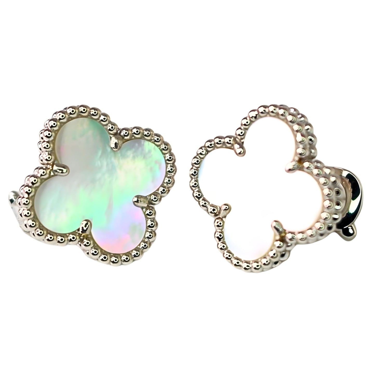 Van Cleef & Arpels Vintage Alhambra Earrings Mother-Of-Pearl 18K White Gold