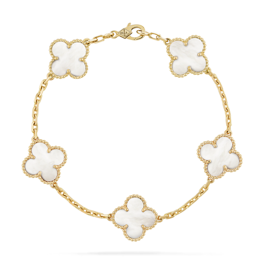 Vintage Alhambra Bracelet 5 motifs Mother-of-pearl 18K Yellow Gold