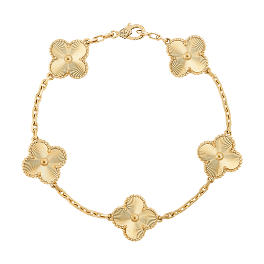 Vintage Alhambra Bracelet Guilloché 5 motifs 18K Yellow Gold