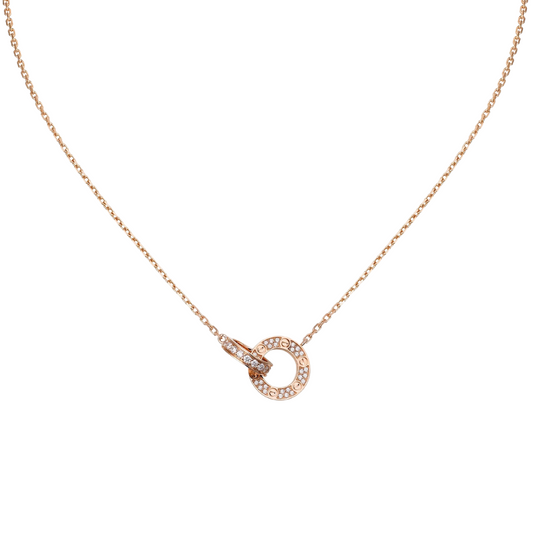 Cartier Love Pendant Small Interlinked Paved Diamonds 18ct Rose Gold