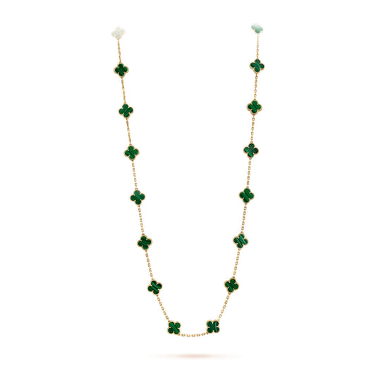 Van Cleef & Arpels Vintage Alhambra Necklace 20 Motifs Malachite 18K Yellow Gold