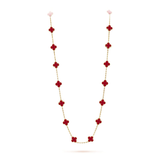 Van Cleef & Arpels Vintage Alhambra Necklace 20 Motifs Carnelian 18K Yellow Gold