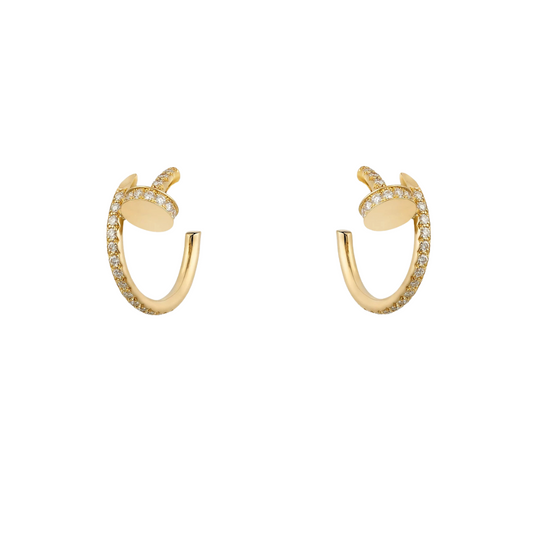 Cartier Juste Un Clou Hoop Earrings Small Paved Diamonds 18ct Gold