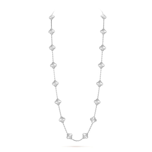 Van Cleef & Arpels Vintage Alhambra Necklace 20 Motifs 18K White Gold