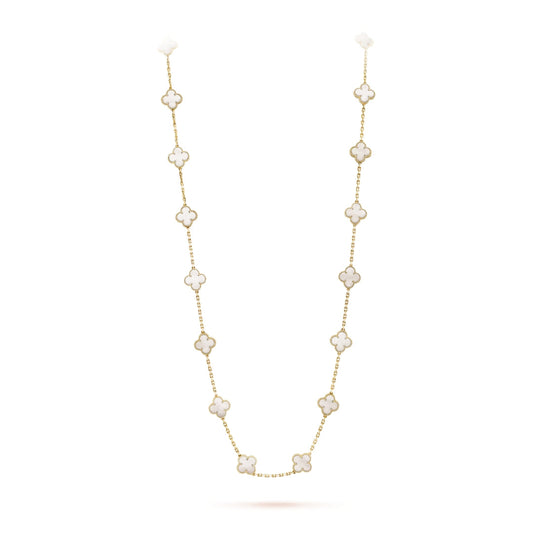 Van Cleef & Arpels Vintage Alhambra Necklace 20 Motifs Mother-Of-Pearl 18K Yellow Gold