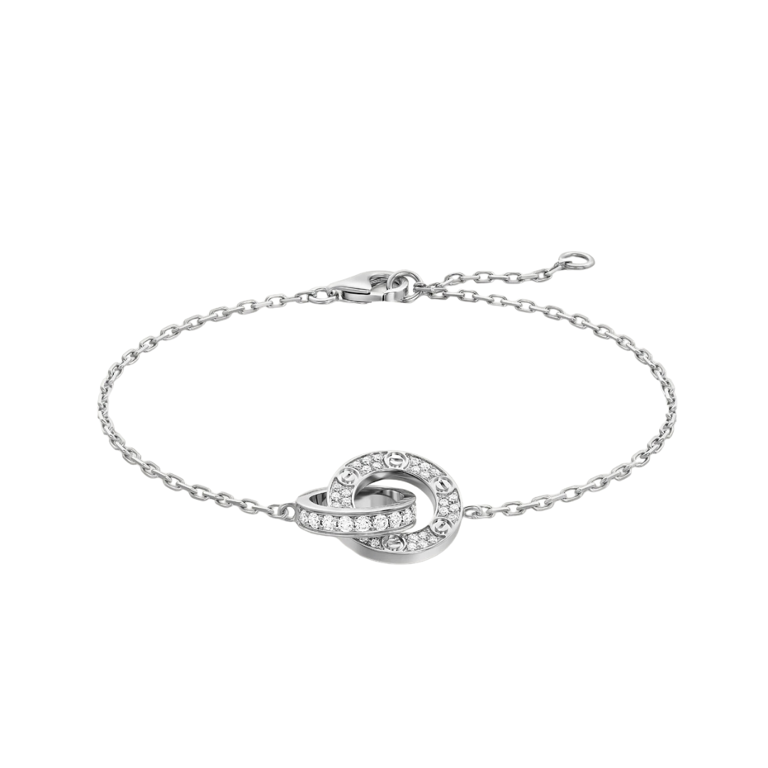 Cartier Love Bracelet Full Paved Diamonds On Chain 18ct Gold