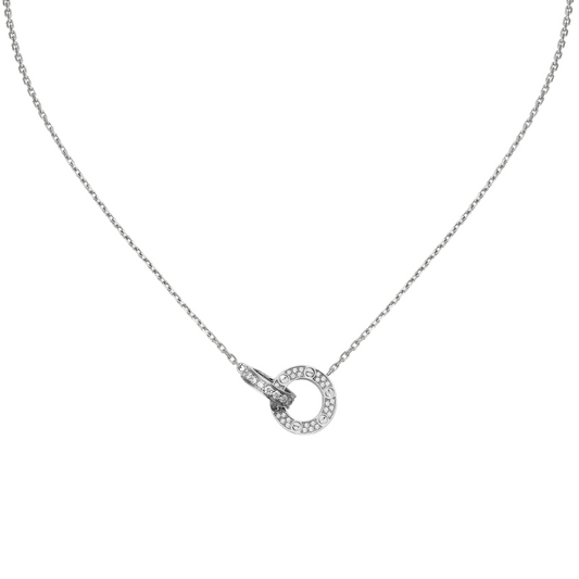 Cartier Love Pendant Small Interlinked Paved Diamonds 18ct White Gold
