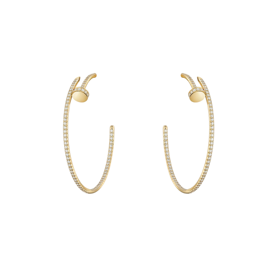 Cartier Juste Un Clou Hoop Earrings Large Paved Diamonds 18ct Gold
