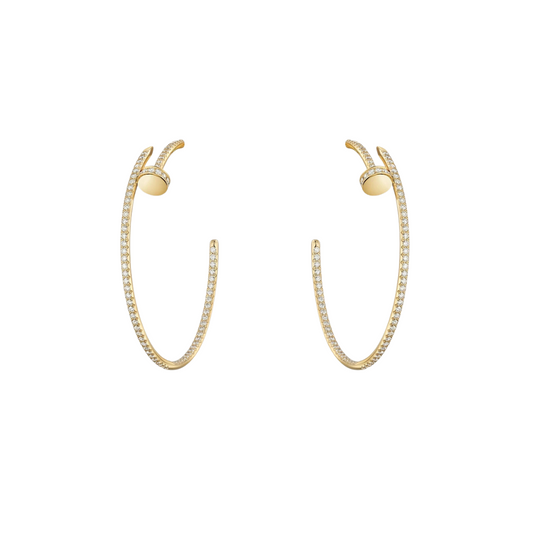Cartier Juste Un Clou Hoop Earrings Large Paved Diamonds 18ct Gold
