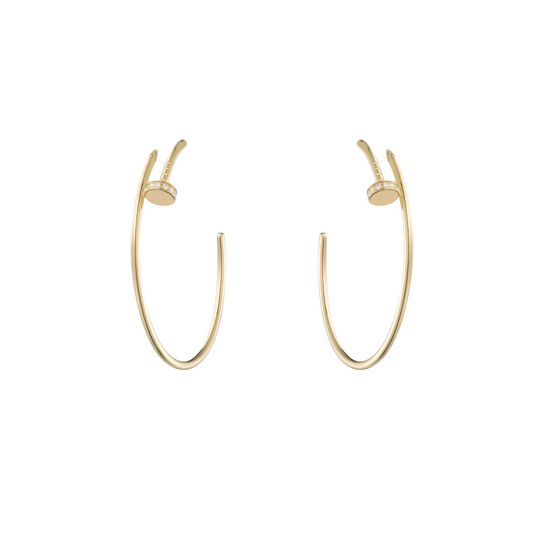 Cartier Juste Un Clou Hoop Earrings Large Diamond Tip 18ct Gold