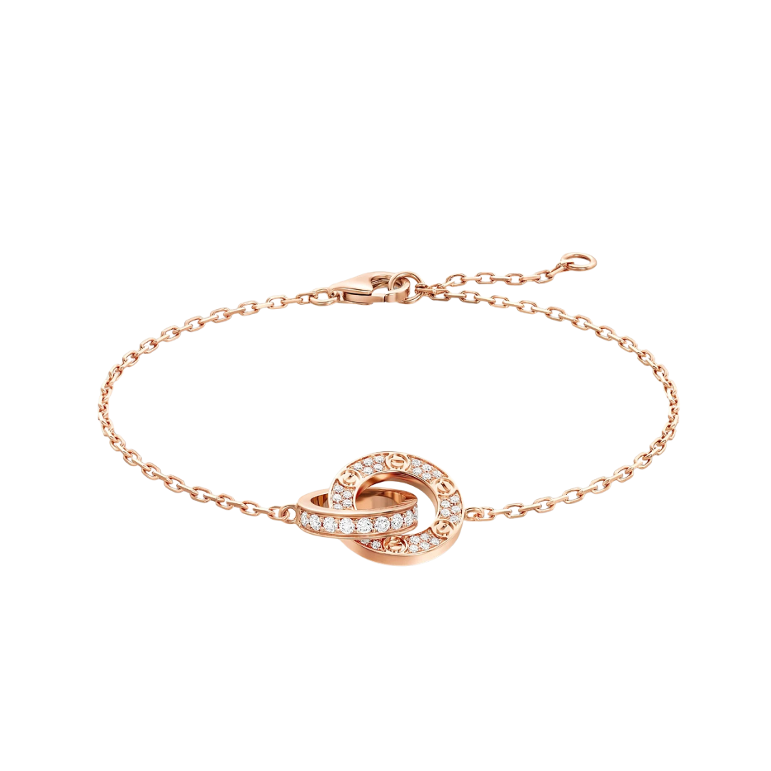 Cartier Love Bracelet Full Paved Diamonds On Chain 18ct Gold