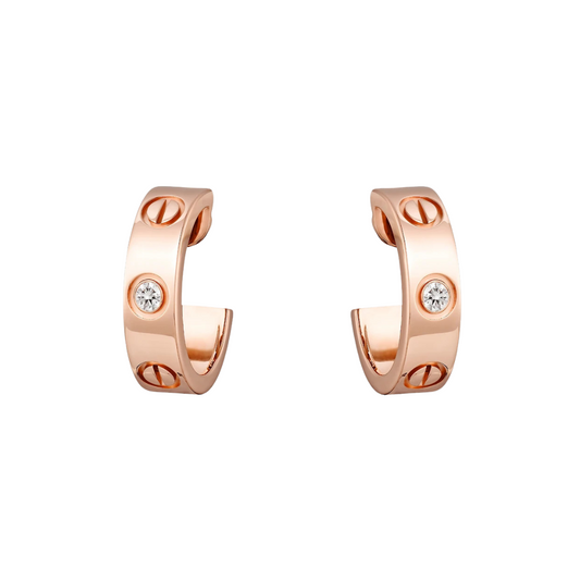 Cartier Love Hoop 2 Diamonds Earrings 18ct Rose Gold
