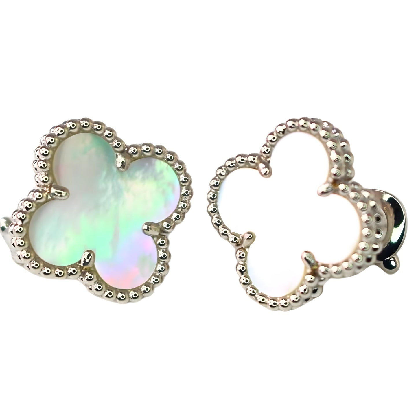 Van Cleef & Arpels Vintage Alhambra Earrings Mother-Of-Pearl 18K White Gold