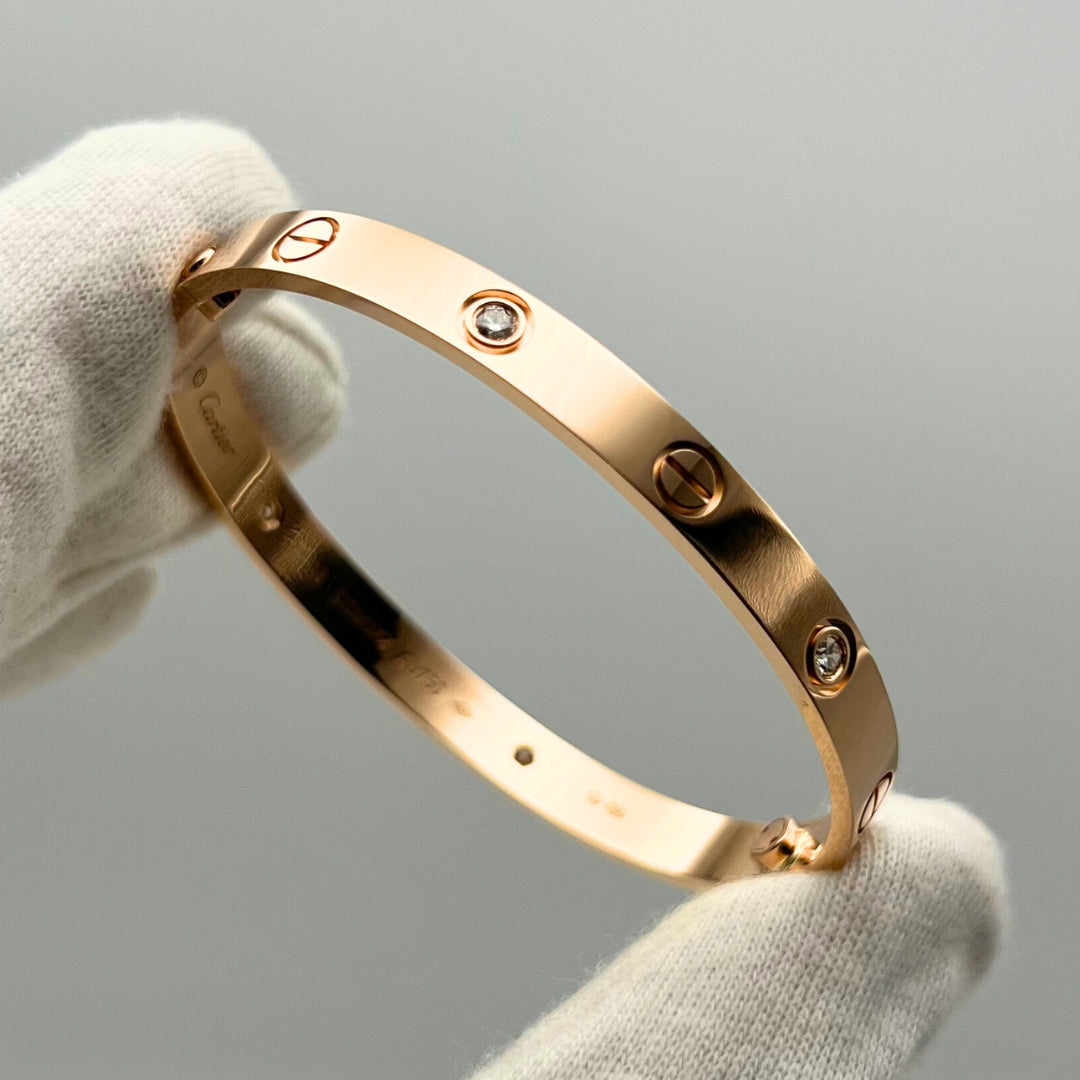 Cartier Love Bracelet 4 Diamonds 18K Rose Gold
