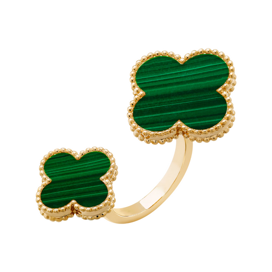 Van Cleef & Arpels Magic Alhambra Between the Finger Ring Malachite 18K Yellow Gold