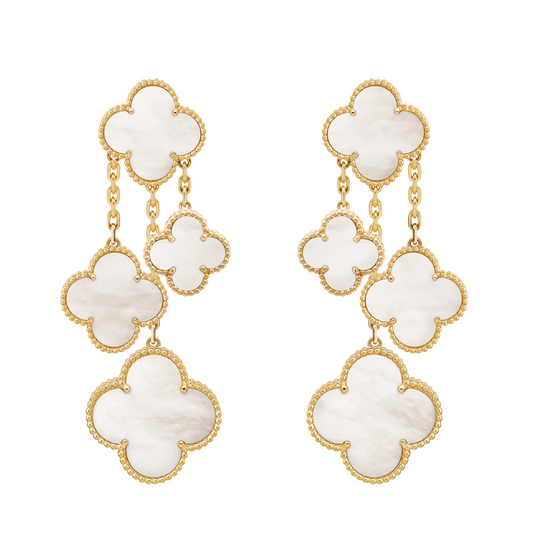 Van Cleef & Arpels Magic Alhambra Earrings 4 Motifs Mother-Of-Pearl 18K Yellow Gold