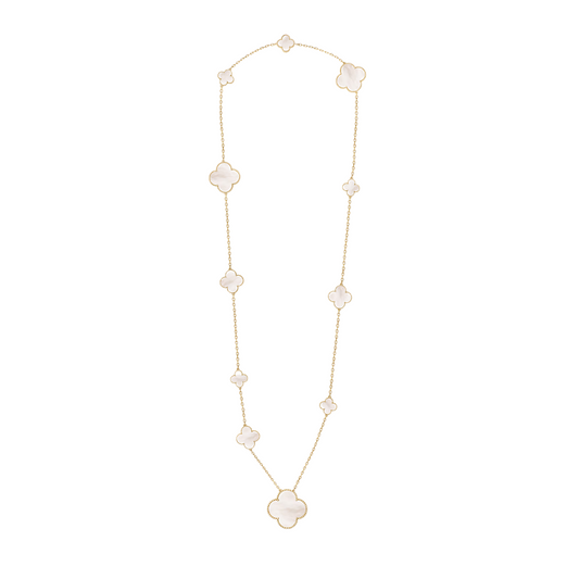 Van Cleef & Arpels Magic Alhambra Long Necklace 11 Motifs Mother-Of-Pearl 18K Yellow Gold