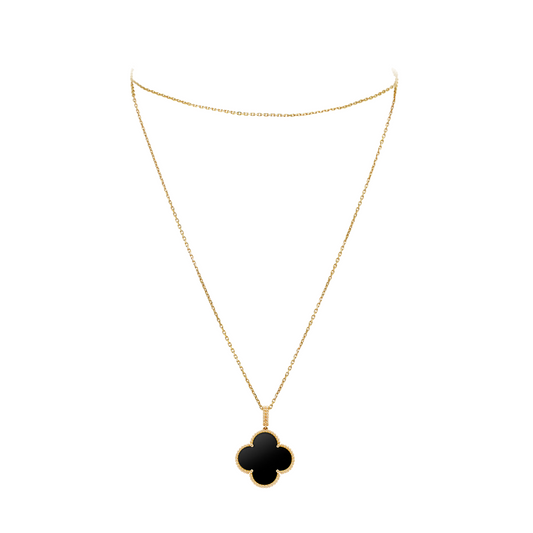 Van Cleef & Arpels Magic Alhambra Long Necklace 1 Motif Onyx 18K Yellow Gold