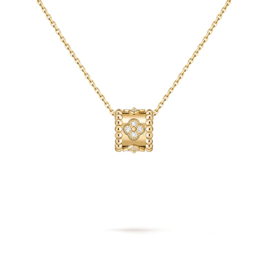 Van Cleef & Arpels Perlée Diamond Clovers Pendant 18K Yellow Gold