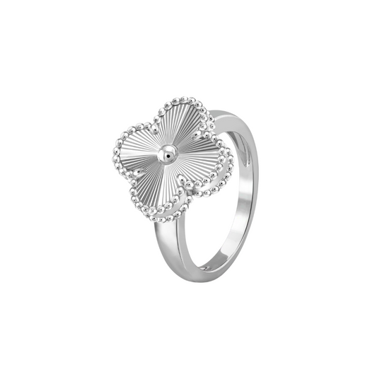 Van Cleef & Arpels Vintage Alhambra Guilloche Ring 18K White Gold