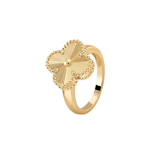 Van Cleef & Arpels Vintage Alhambra Guilloche Ring 18K Yellow Gold
