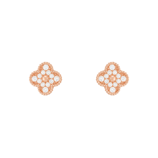 Van Cleef & Arpels Vintage Alhambra Earrings Full Diamonds 18K Yellow Gold