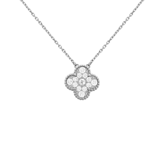Van Cleef & Arpels Vintage Alhambra Pendant Full Diamonds 18K White Gold
