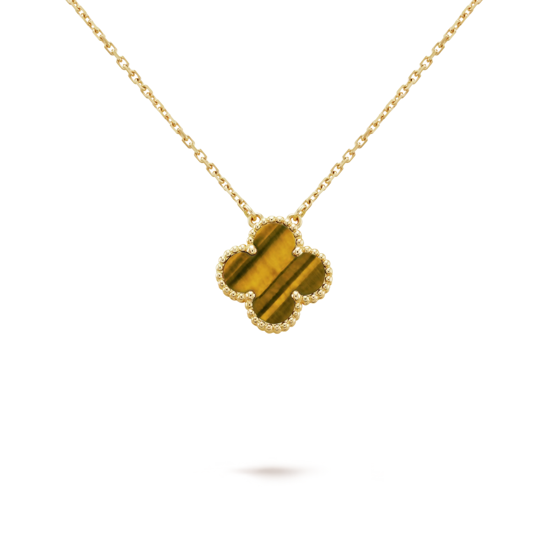Van Cleef & Arpels Vintage Alhambra Pendant Tiger Eye 18K Yellow Gold