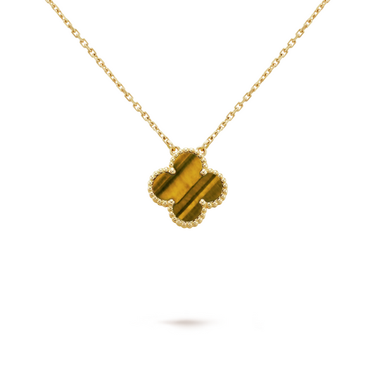 Van Cleef & Arpels Vintage Alhambra Pendant Tiger Eye 18K Yellow Gold