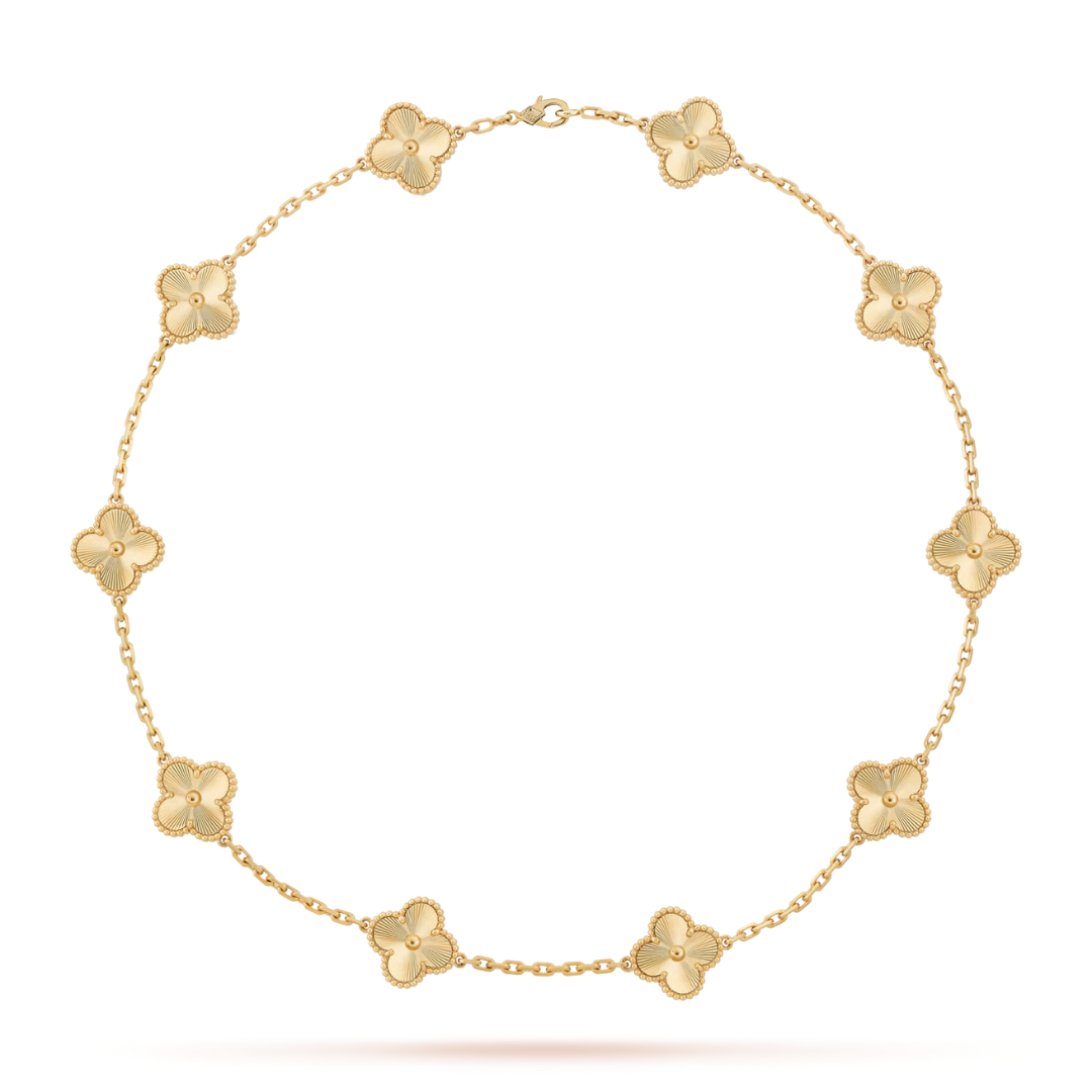 Van Cleef & Arpels Vintage Alhambra Necklace 10 Motifs 18K Yellow Gold