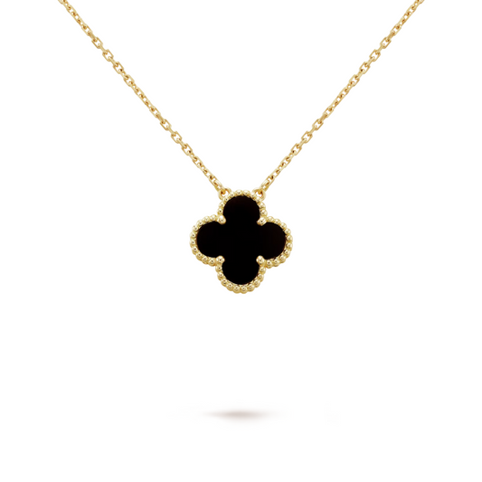 Van Cleef & Arpels Vintage Alhambra Pendant Onyx 18K Yellow Gold