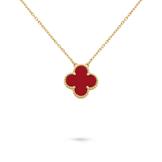 Van Cleef & Arpels Vintage Alhambra Pendant Carnelian 18K Yellow Gold