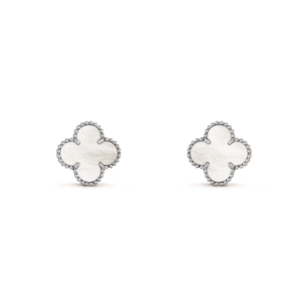 Van Cleef & Arpels Vintage Alhambra Earrings Mother-Of-Pearl 18K White Gold