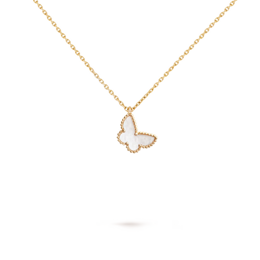 Van Cleef & Arpels Sweet Alhambra Butterfly Pendant Mother-Of-Pearl 18K Yellow Gold