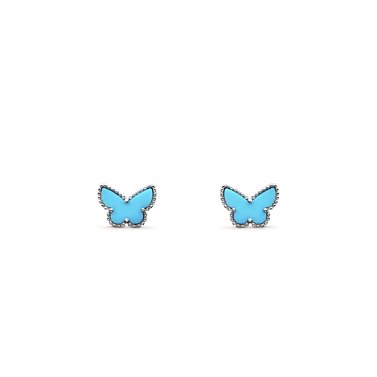 Van Cleef & Arpels Sweet Alhambra Butterfly Earrings Turquoise 18K White Gold