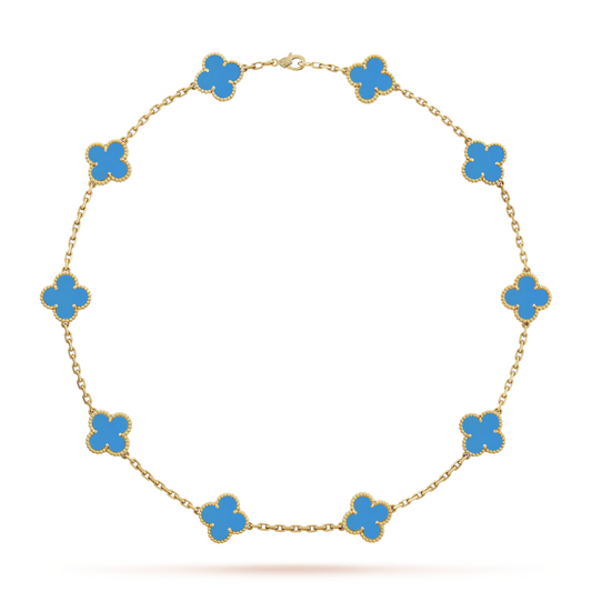 Van Cleef & Arpels Vintage Alhambra Necklace 10 Motifs Agate 18K Yellow Gold