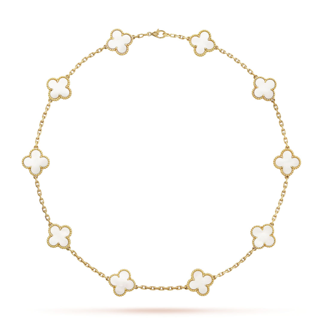 Van Cleef & Arpels Vintage Alhambra Necklace 10 Motifs Mother-Of-Pearl 18K Yellow Gold