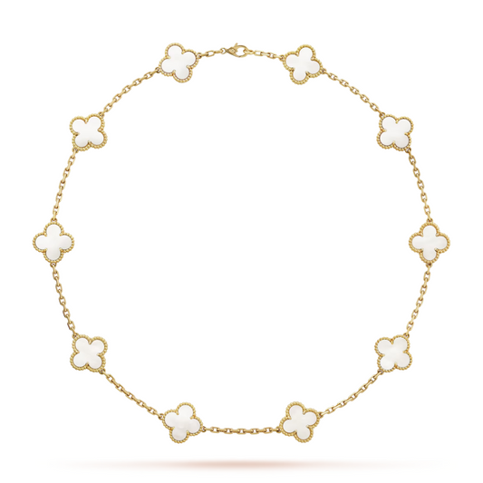 Van Cleef & Arpels Vintage Alhambra Necklace 10 Motifs Mother-Of-Pearl 18K Yellow Gold
