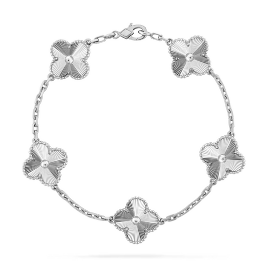 Van Cleef & Arpels Vintage Alhambra Bracelet 5 Motifs 18K White Gold