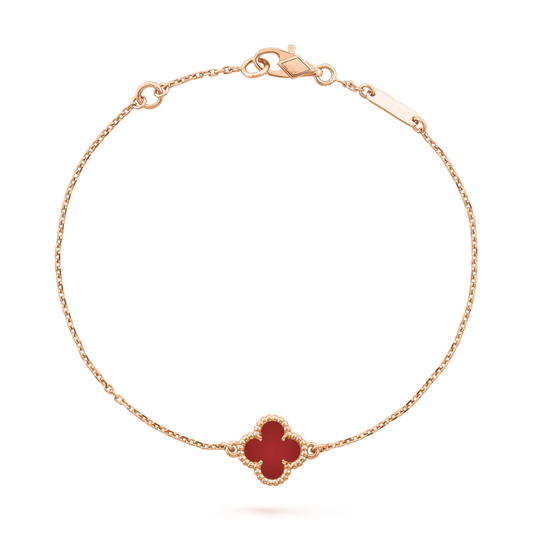 Van Cleef & Arpels Sweet Alhambra Bracelet 1 Motif Carnelian 18K Rose Gold