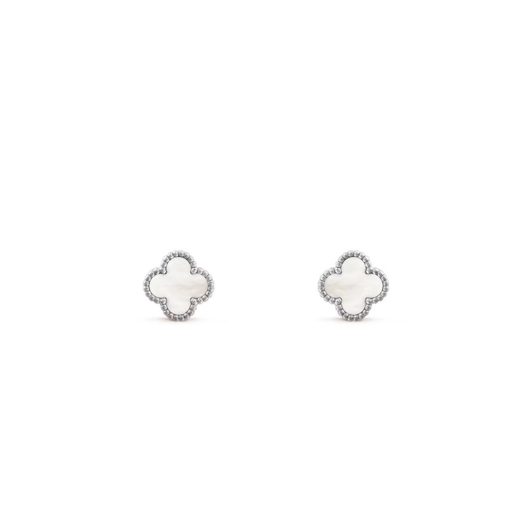 Van Cleef & Arpels Sweet Alhambra Earrings Mother-Of-Pearl 18K White Gold