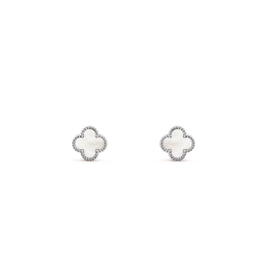 Van Cleef & Arpels Sweet Alhambra Earrings Mother-Of-Pearl 18K White Gold