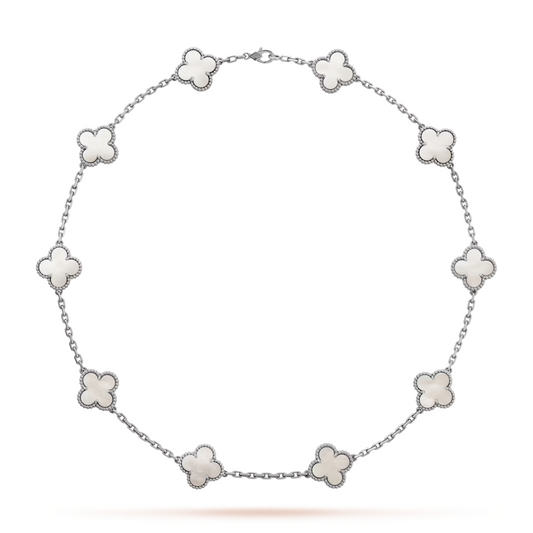 Van Cleef & Arpels Vintage Alhambra Necklace 10 Motifs Mother-Of-Peal 18K White Gold