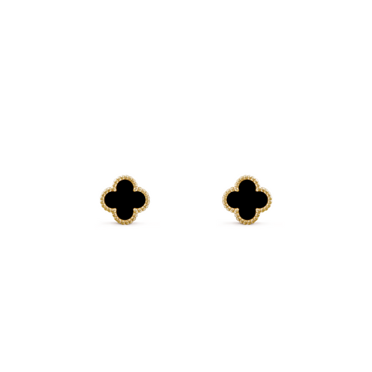 Van Cleef & Arpels Sweet Alhambra Earrings Onyx 18K Yellow Gold