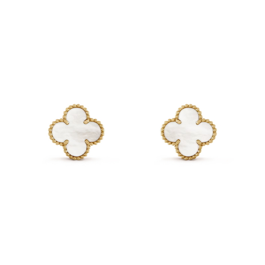 Van Cleef & Arpels Vintage Alhambra Earrings Mother-Of-Pearl 18K Yellow Gold