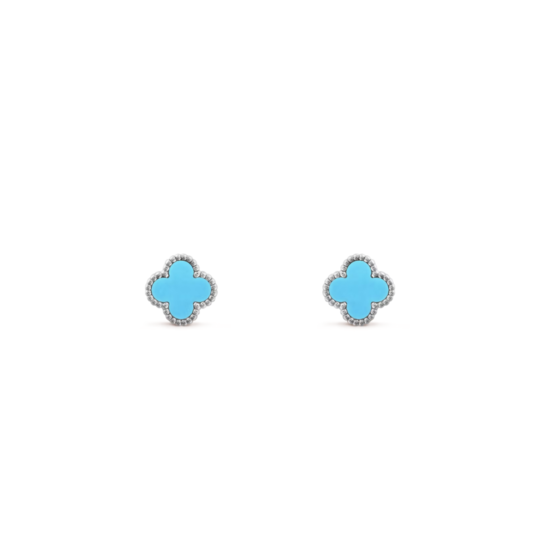 Van Cleef & Arpels Sweet Alhambra Earrings Turquoise 18K White Gold